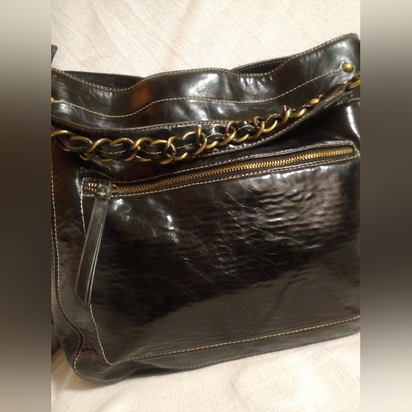 REHAB COACH LARGE SHOULDER BAG HOBO BLACK AND BRASS HARDWARE - Picture 12 of 16